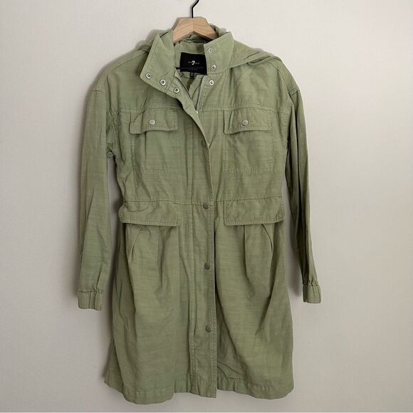 SEVEN FOR ALL MANKIND green hooded utility jacket - Picture 2 of 8